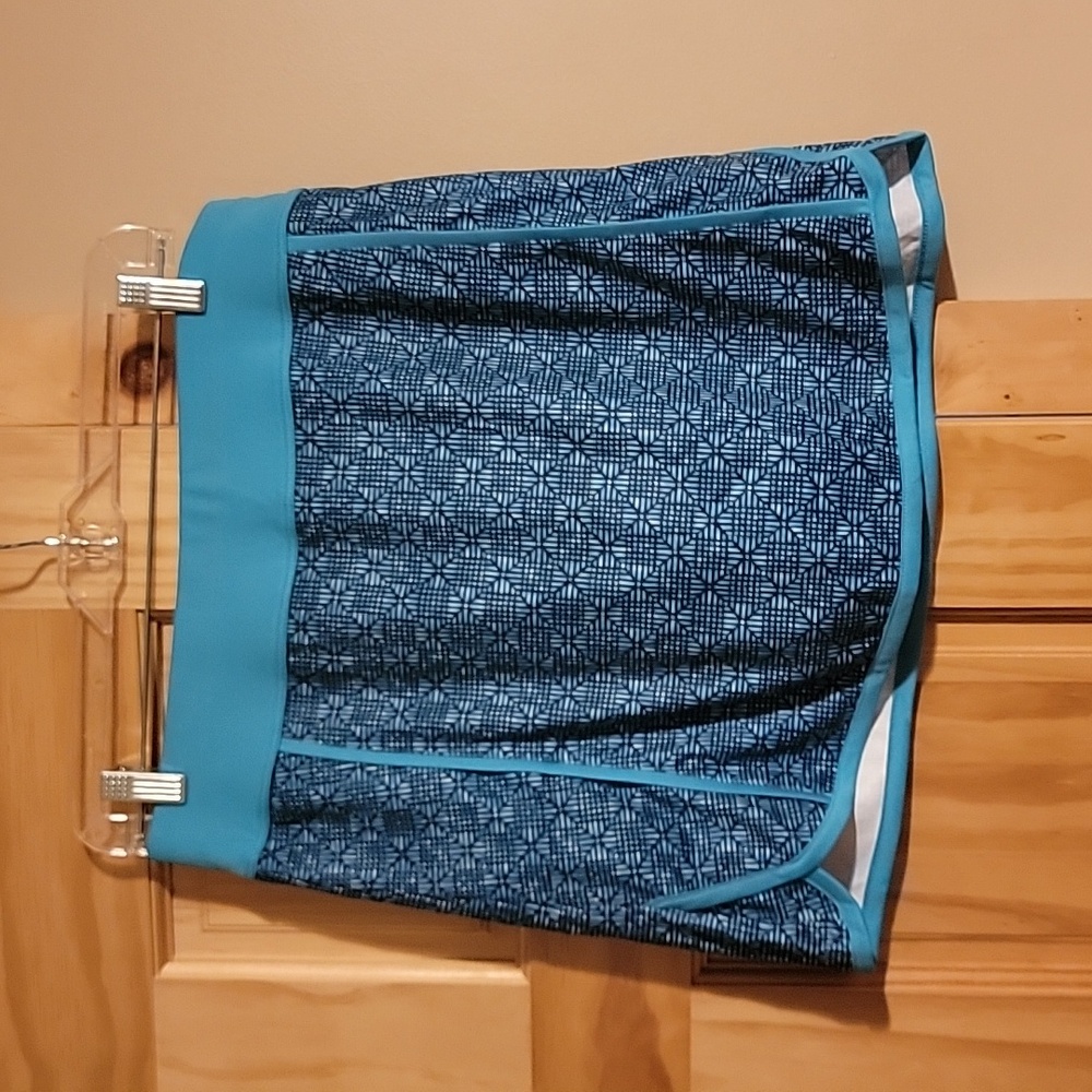 PGA Tour Navy Geometric Athletic Skort with Teal Trim New With Tags